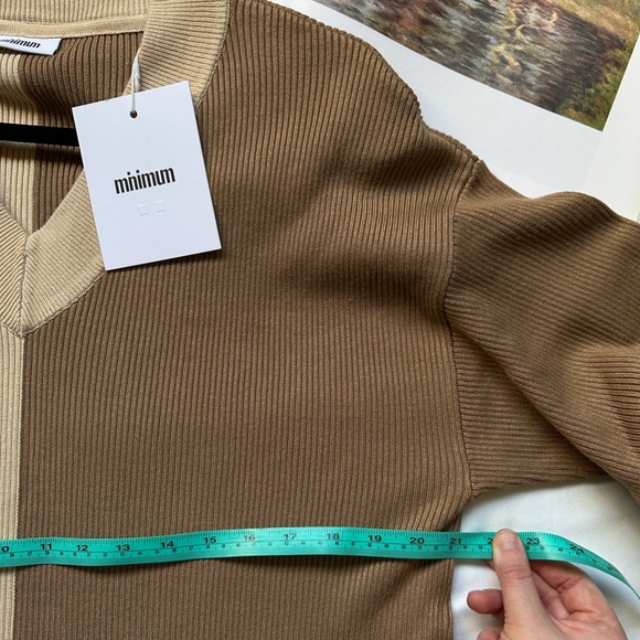 Minimum Ribbed Sweater in Tan and Cream - Picture 6 of 14